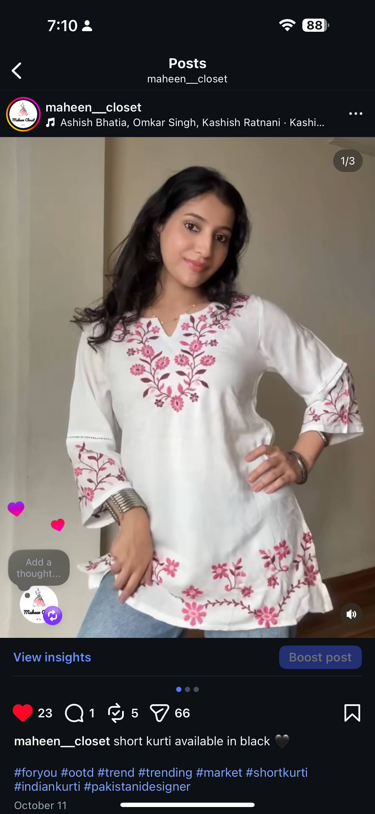 Indian New Embroided Kurti Black 🖤