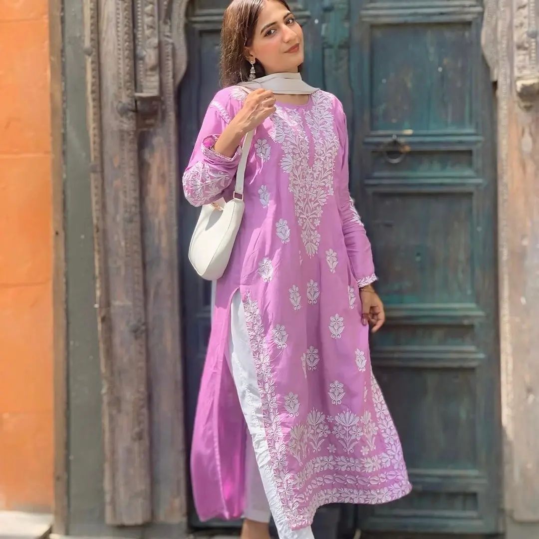 Desi Embroided Kurti Now Available In Lilac π