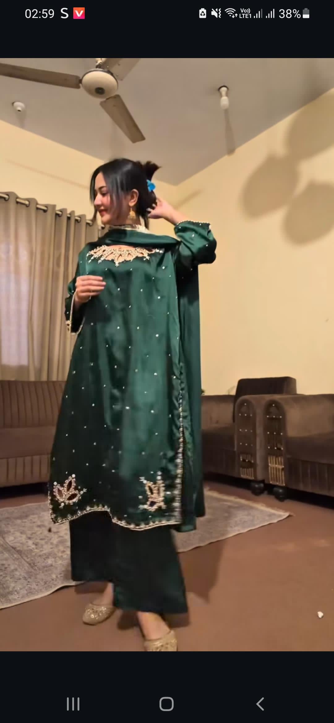 Style Neck Three Peice Dress HandWork