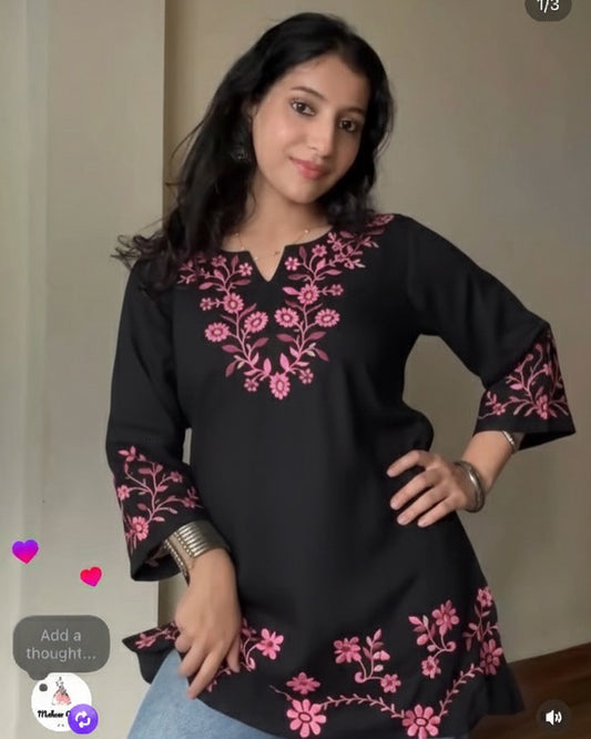 Indian New Embroided Kurti Black 🖤