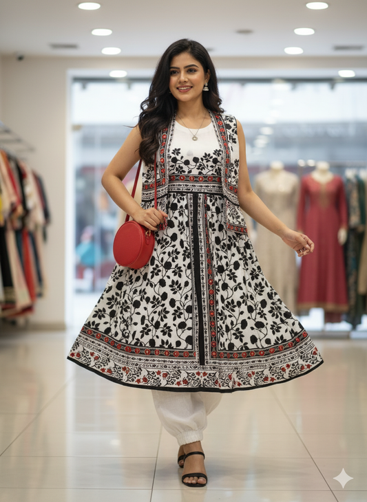 Coat Style White Floral Print ❤️