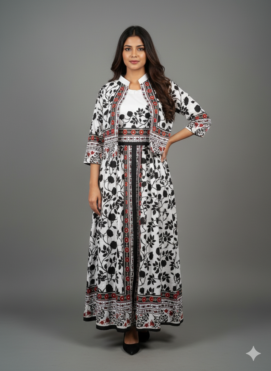 Coat Style White Floral Print ❤️